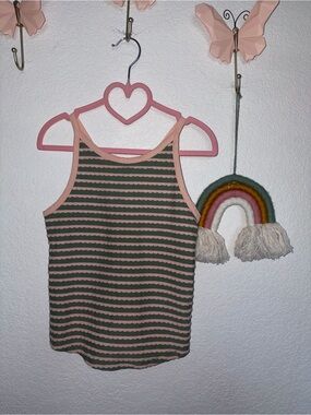 Matilda Jane Olive Green & Blush Pink Striped Ruffle-Trim Top